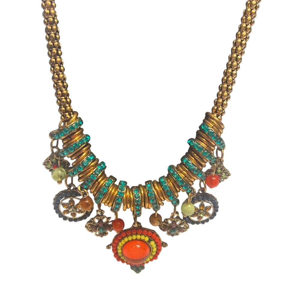 Betsey Johnson Necklace Womens OS Gold Tone Multi Color Charm Statement